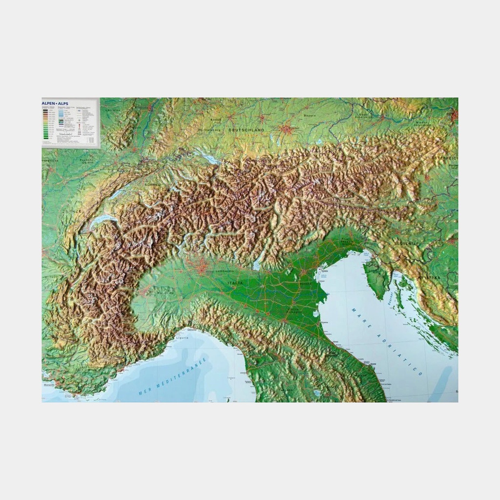 Alpes Carte en Relief 1/1.2M