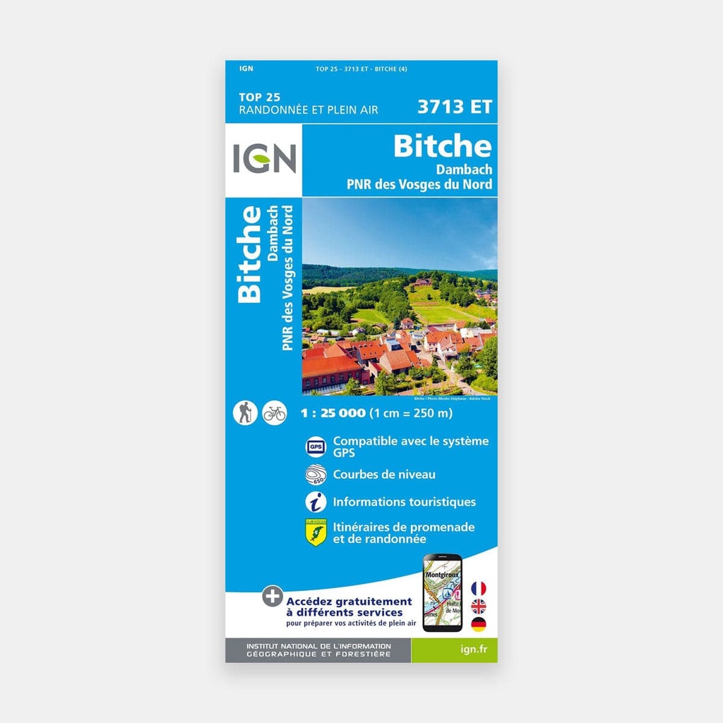 Bitche / Dambach / PNR des Vosges du Nord 1/25 3713ET