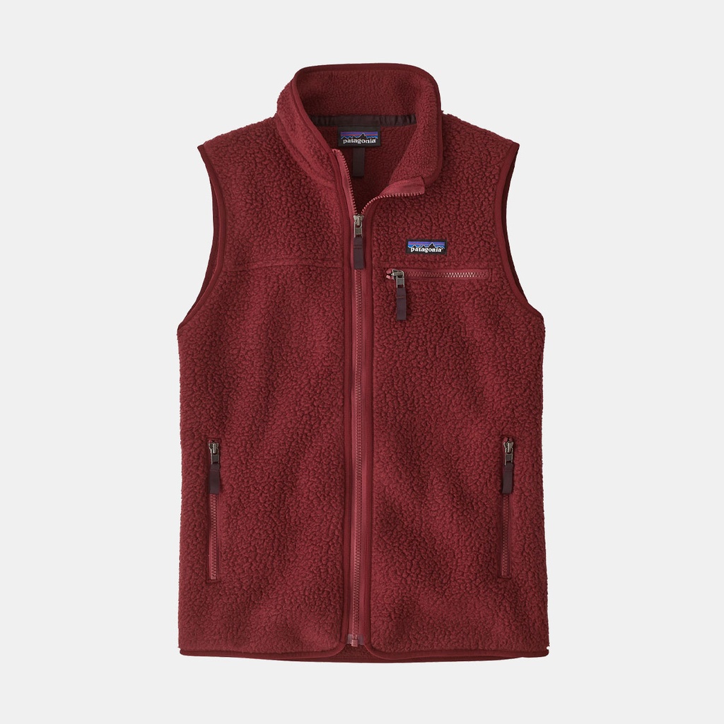 Retro Pile Fleece Vest Women Carmine Red