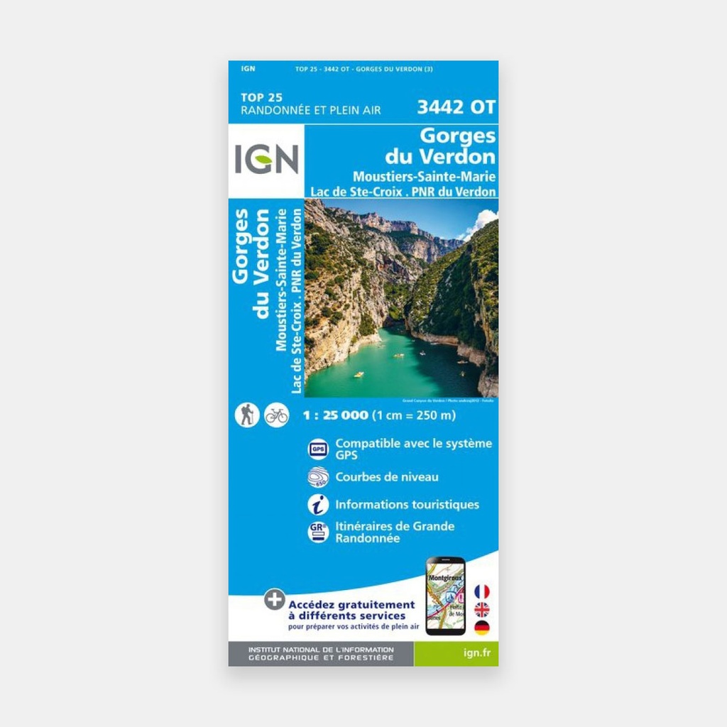 Gorges du Verdon - Moustiers-Ste-Marie - Lac de Ste-Croix 1/25 3442OT