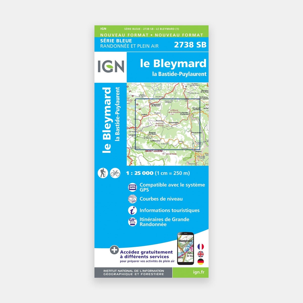 Le Bleymard - La Bastide-Pulaurent 1/25 2738SB