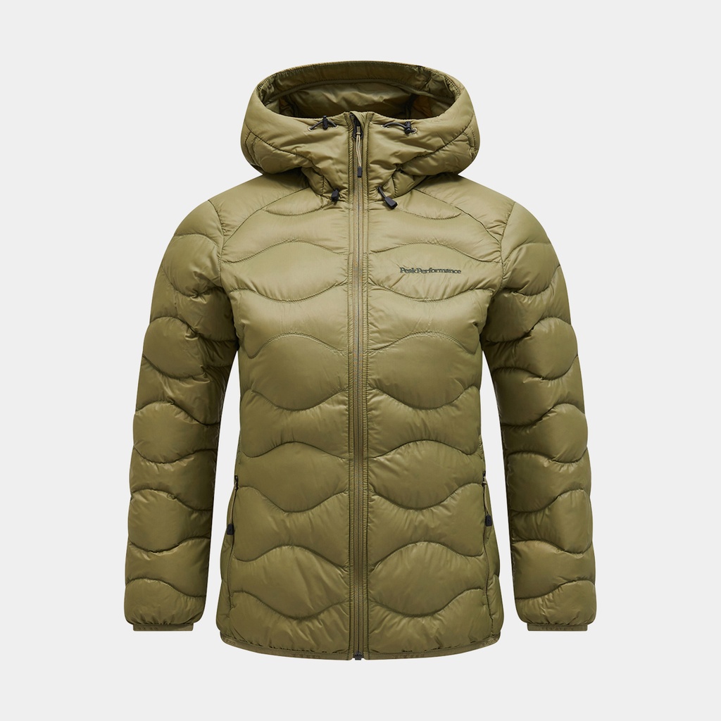 Helium Down Hood Jacket Women Snap Green