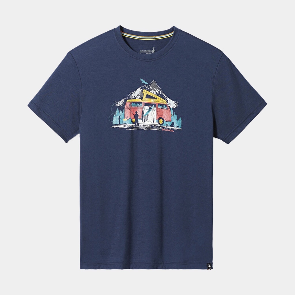 River Van Graphic Short Sleeves Slim T-Shirt Deep Navy