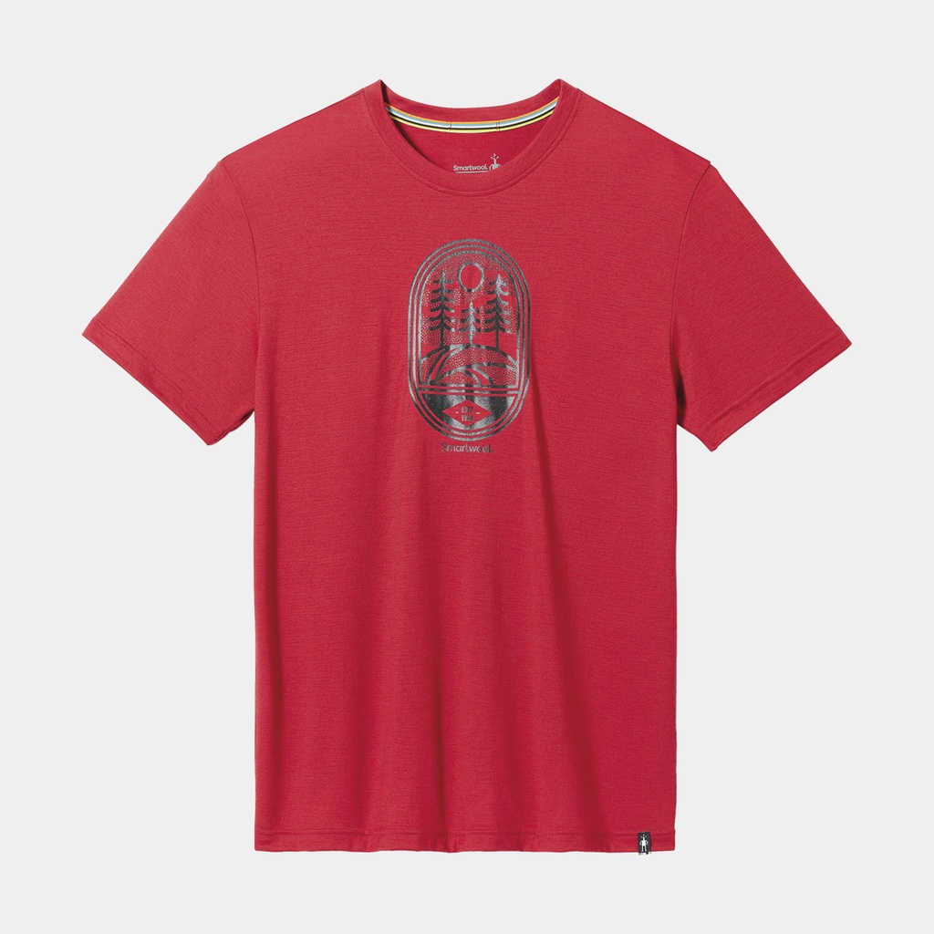 Mountain Trail Graphic Short Sleeves Slim T-Shirt Rythmic Red