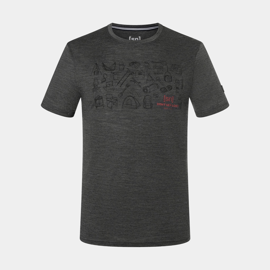 Dont Get Lost Tee Pirate Grey Melange / Jet Black / High Risk Red