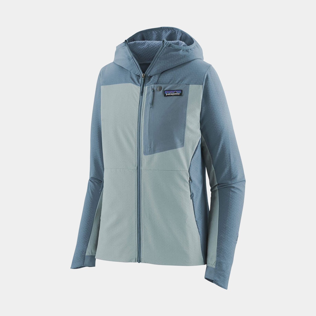 R1 Fleece CrossStrata Hoody Women Steam Blue