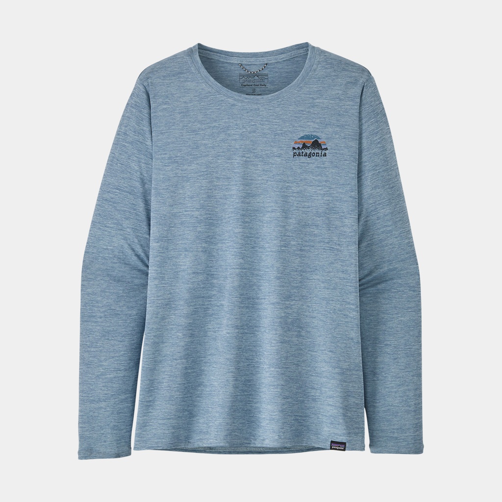 Long-Sleeved Cap Cool Daily Graphic Shirt Women Skyline Stencil : Steam Blue X-Dye