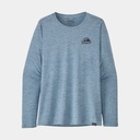 Long-Sleeved Cap Cool Daily Graphic Shirt Women Skyline Stencil : Steam Blue X-Dye