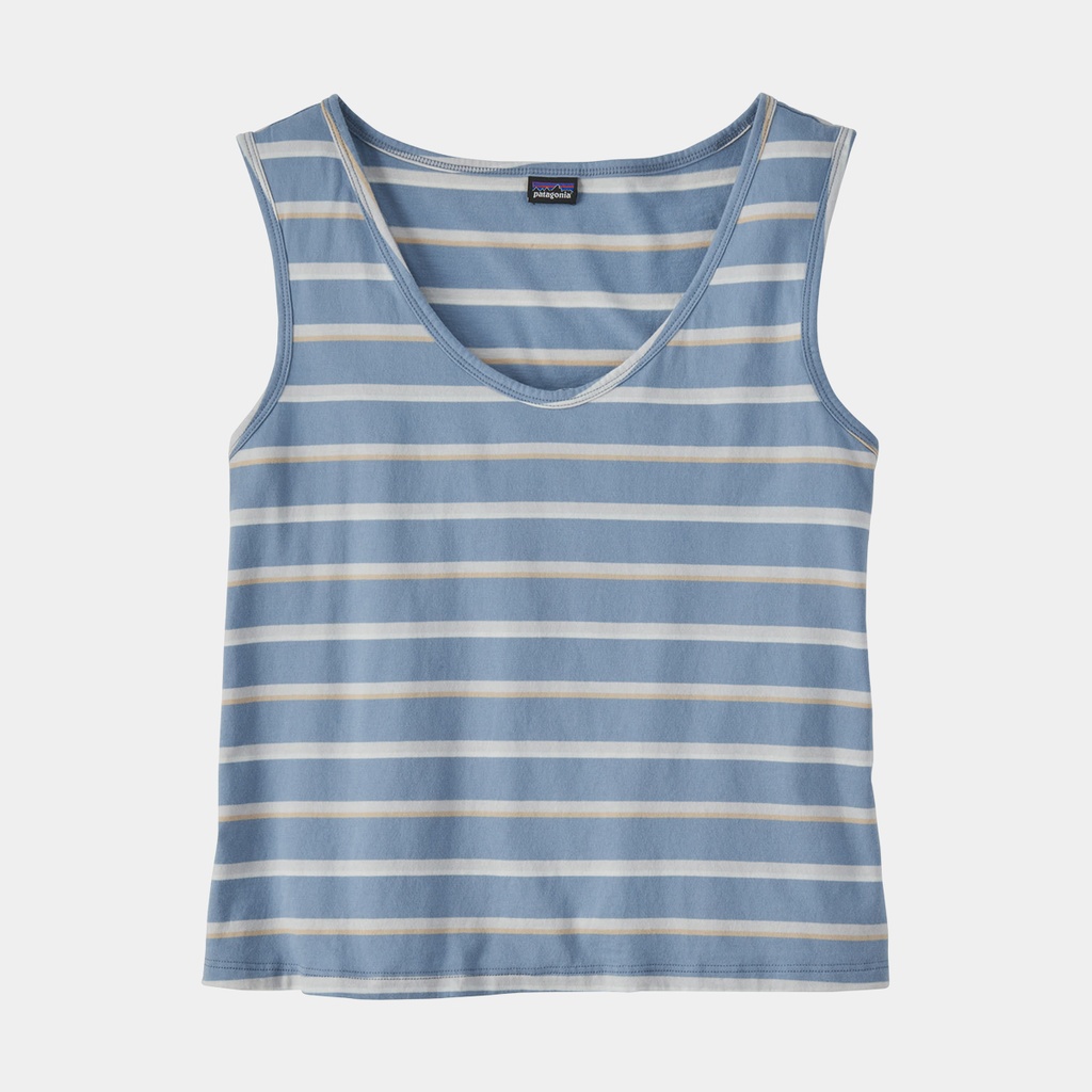 Regenerative Organic Certified Cotton Tank Women Sunset Stripe : Light Plume Grey