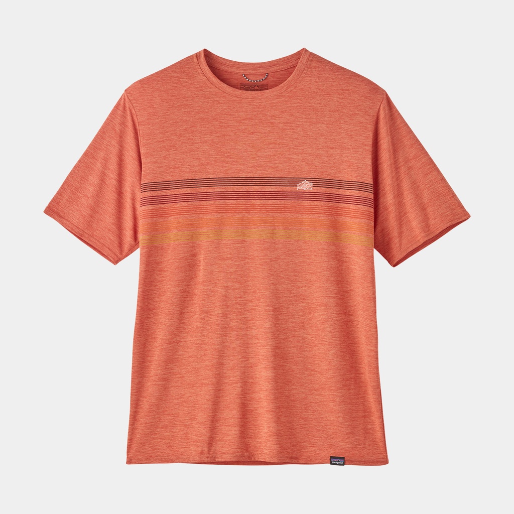 Capilene Cool Daily Graphic Shirt Line Logo Ridge Stripe : Quartz Coral X-Dye
