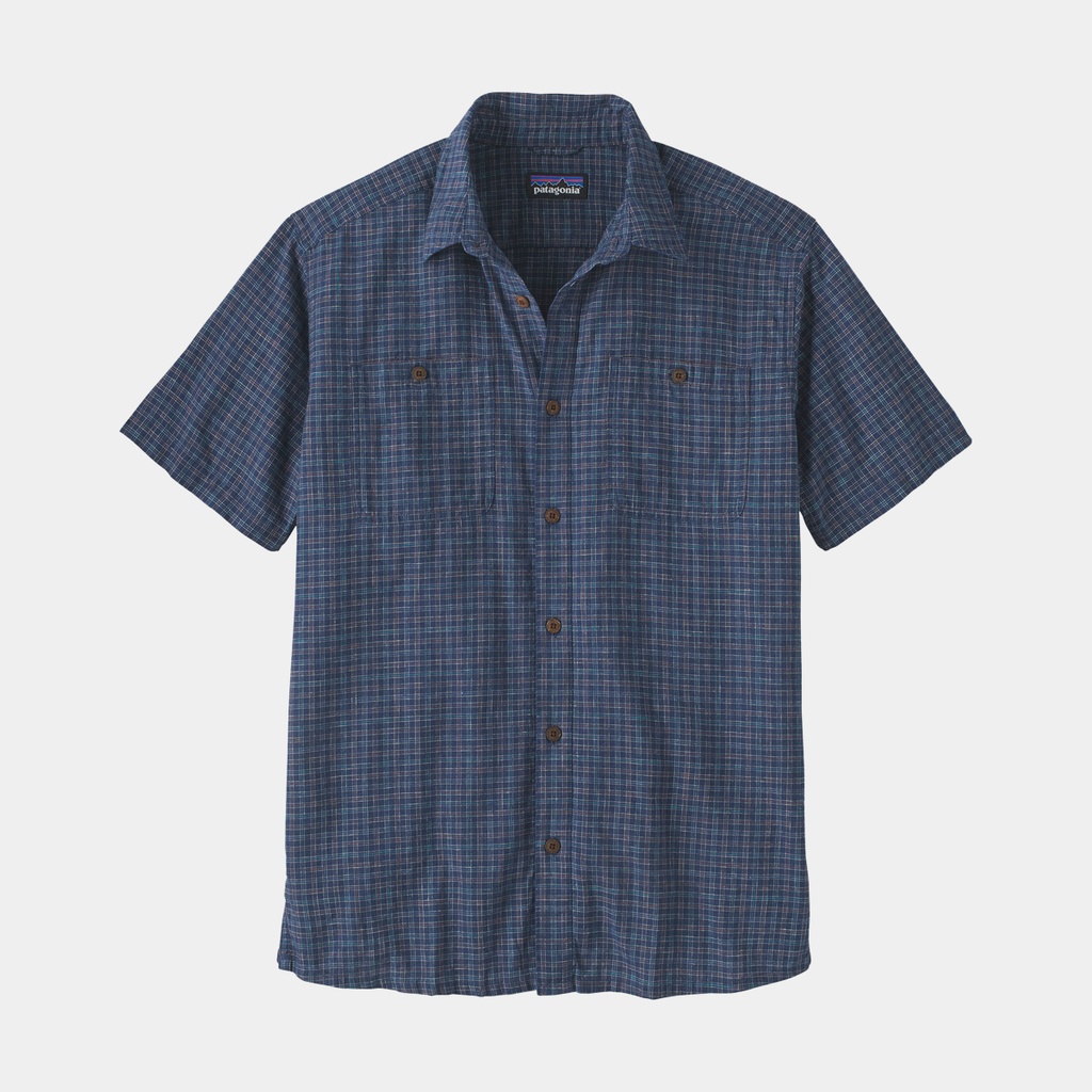 Back Step Shirt Rainfall Plaid: Stone Blue