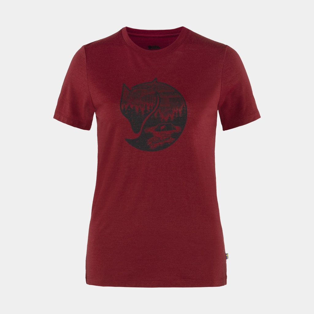 Abisko Wool Fox Short Sleeve Women Pomegranate Red / Dark Navy