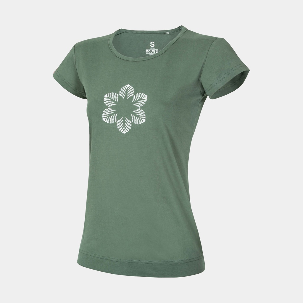 Classic T-Shirt Organic Women Flower Green Duck
