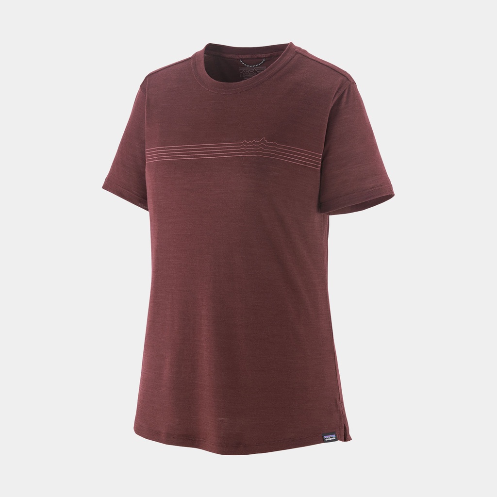 Capilene Cool Merino Graphic Shirt Women Fitz Roy Fader: Dark Ruby