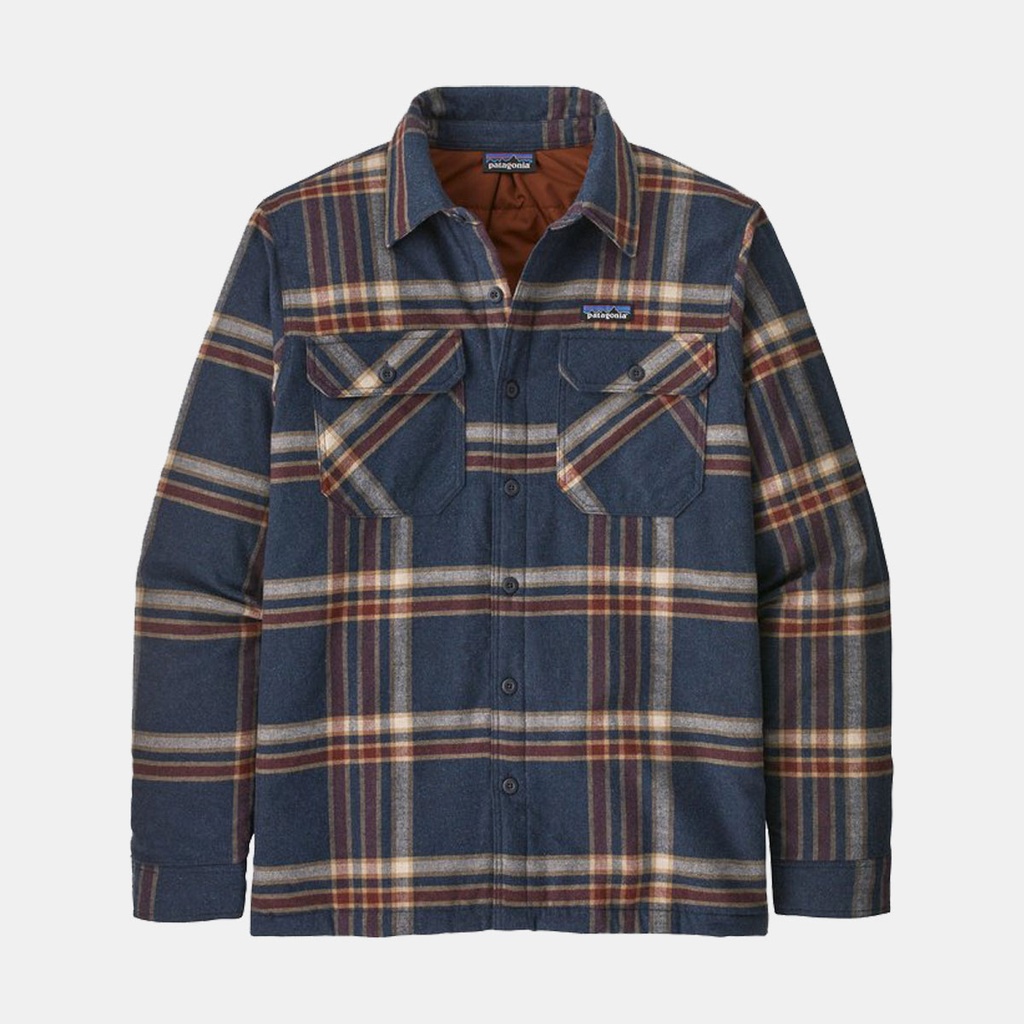 Insulated Organic Cotton MW Fjord Flannel Shirt Growlers Plaid: Smolder Blue