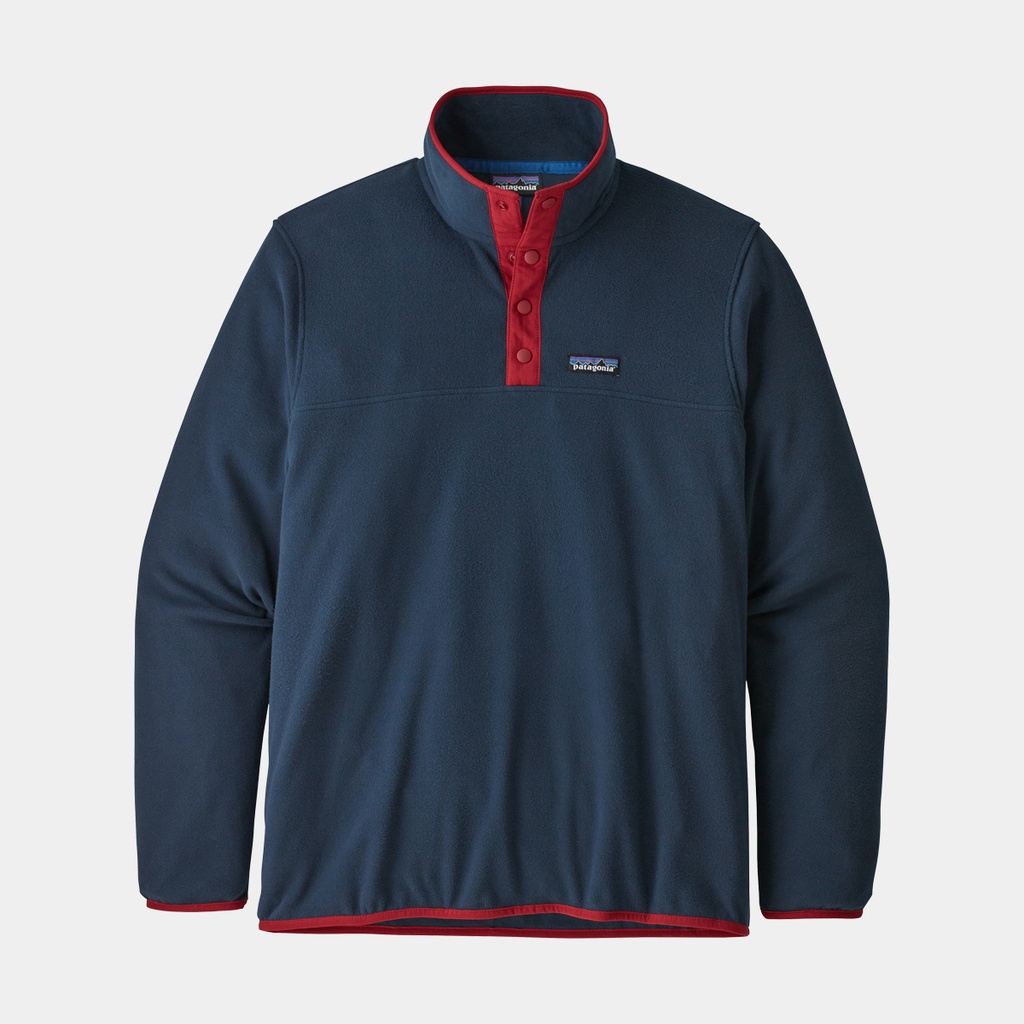 Micro D Snap-T Fleece Pullover New Navy w/Classic Red
