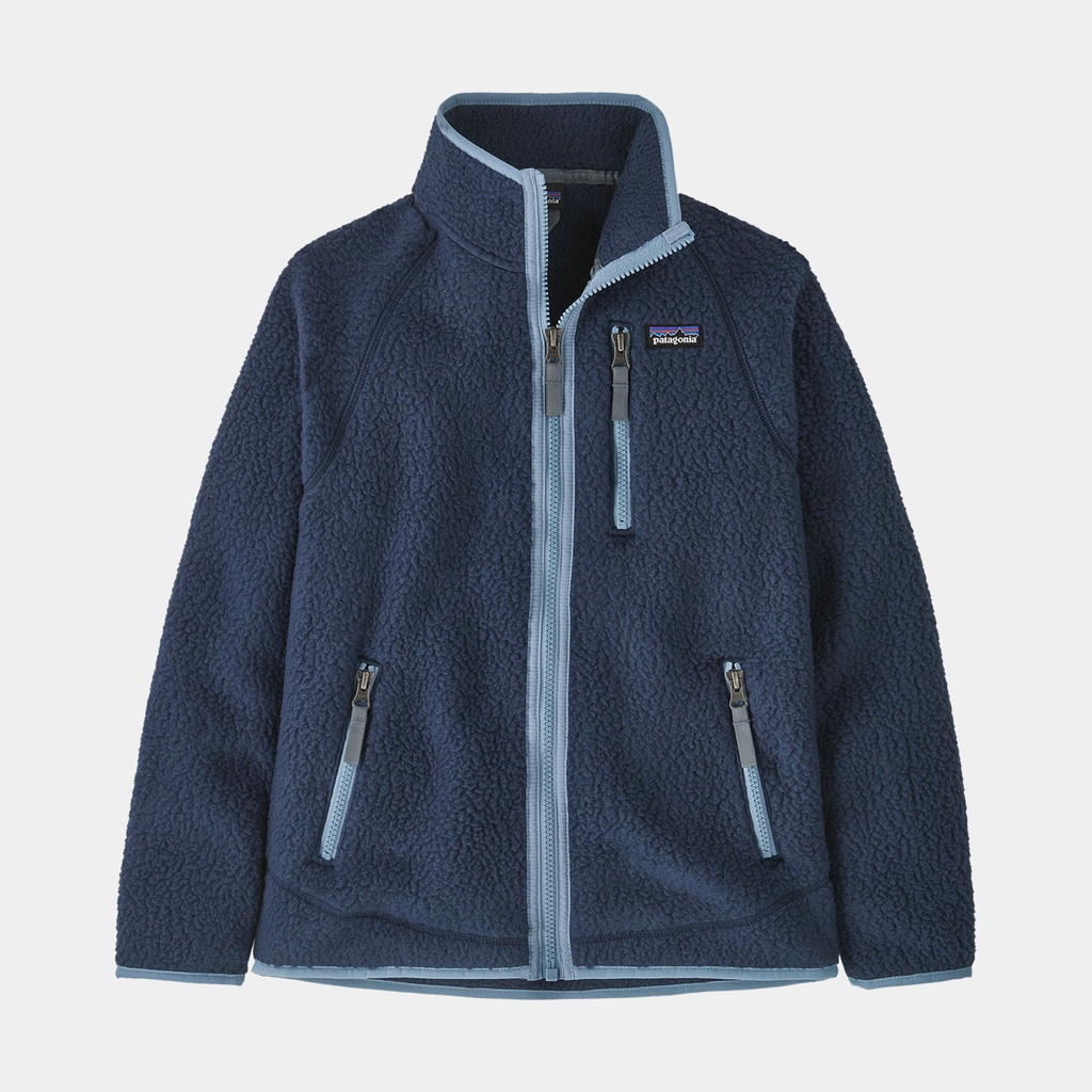 Retro Pile Jacket Kids New Navy w/Light Plume Grey