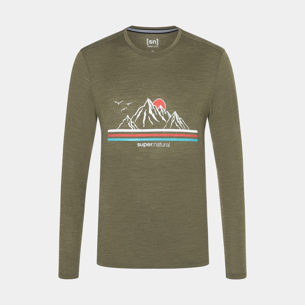 Mountain Silhouette Long Sleeves Olive Night Melange / Various