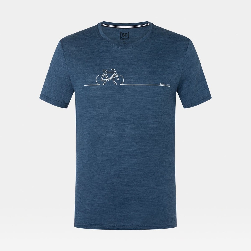 Bike Line Tee Dark Denim Melange / Feather Grey