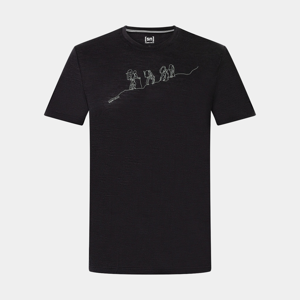 Hiking Tee Jet Black Melange / Celadan Green