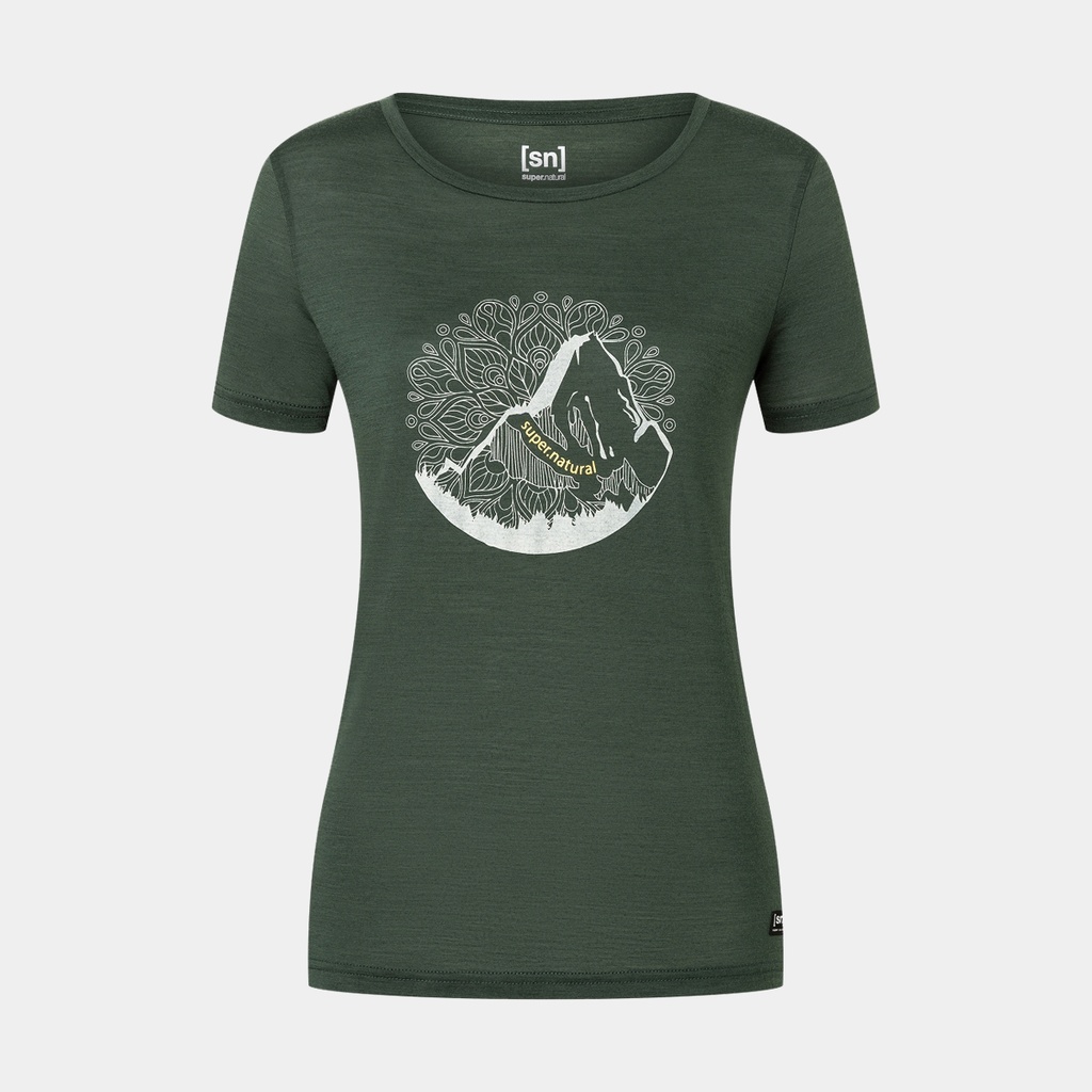 Mandala Mountain Tee Women Deep Forest / Feather Grey / Gold