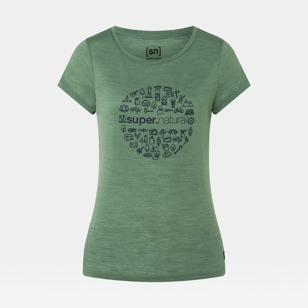 Summer Camp Tee Women Sea Spray Melange / Blue Iris