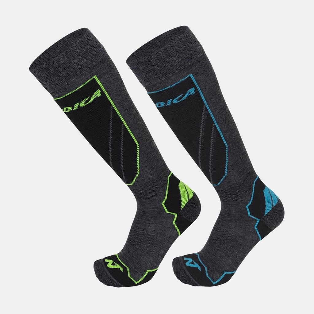 Cruise Socks (2 paires) Grey / Neon Green+ Grey Blue