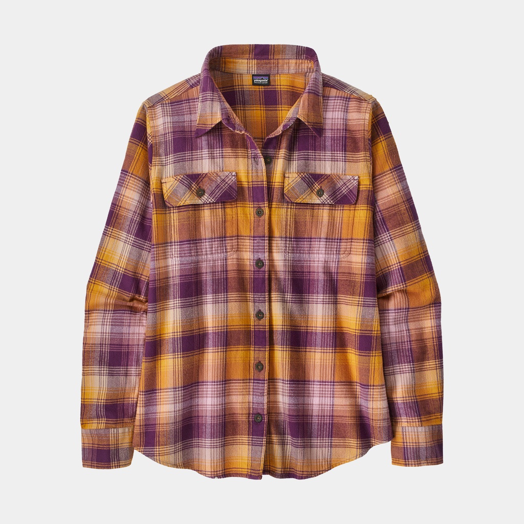 Long Sleeves Organic Cotton Midweight Fjord Flannel Shirt Women Sun Rays: Night Plum