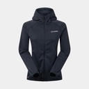 Heuberg Hoody Polartec Fleece Jacket Women Jet Black / Grey Pinstripe
